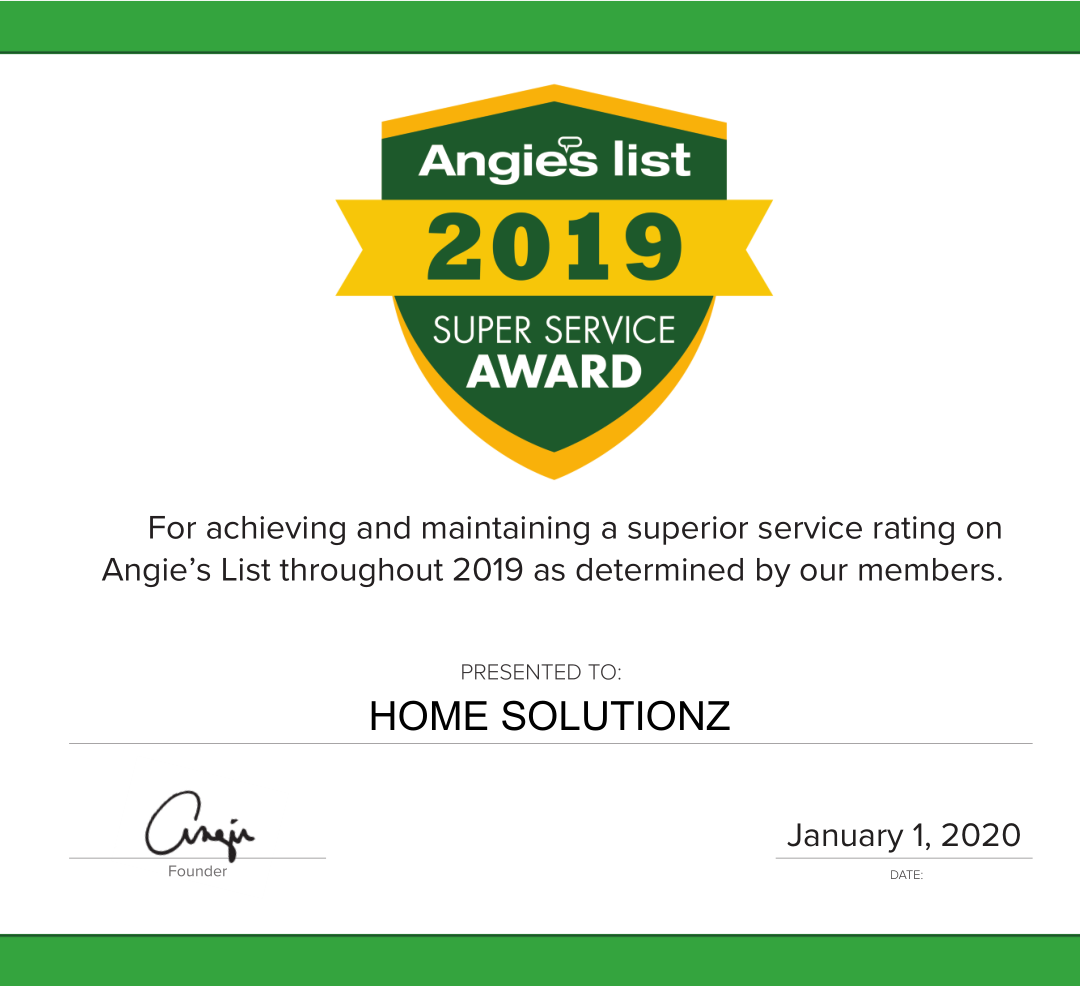 Home Solutionz Earns 2019 Angie’s List Super Service Award